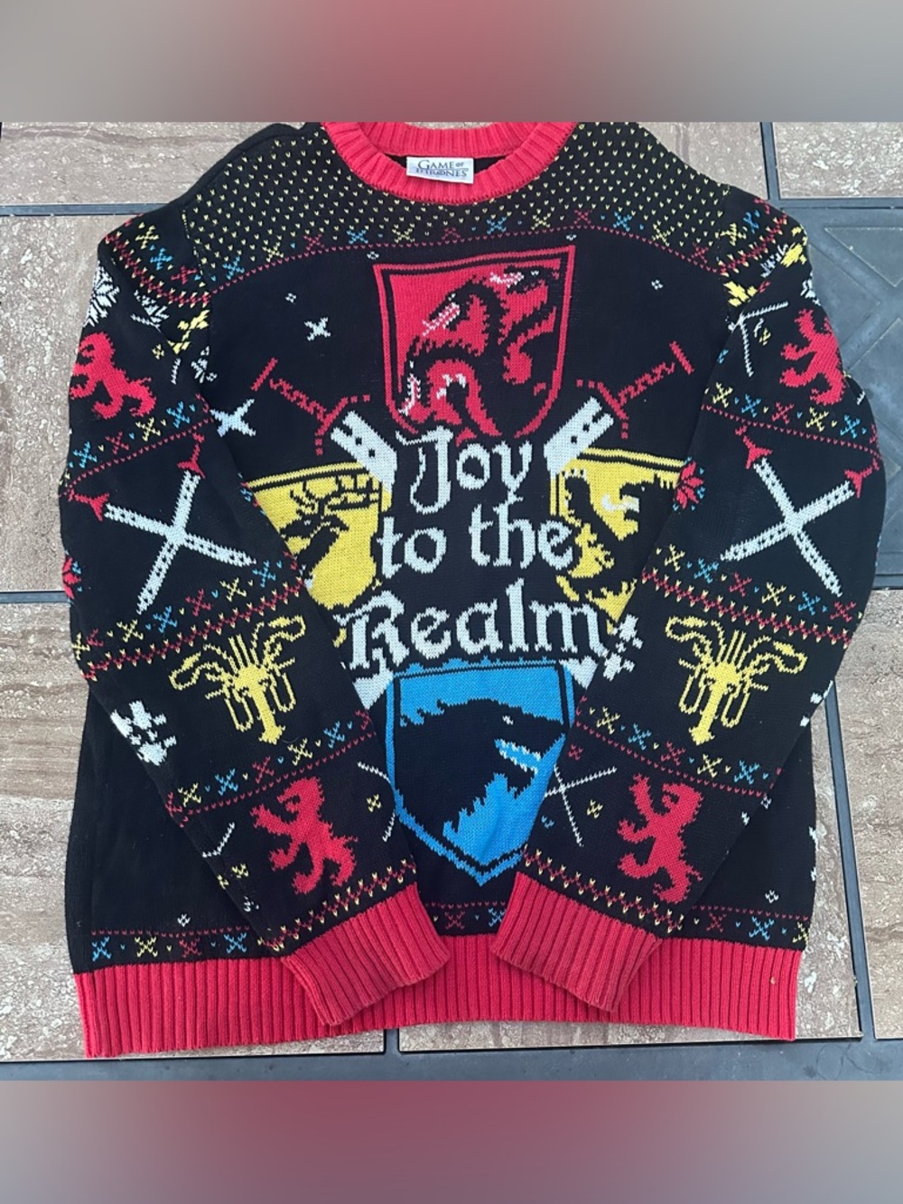 official HBO Game of Thrones "Joy to the Realm" Christmas sweater M